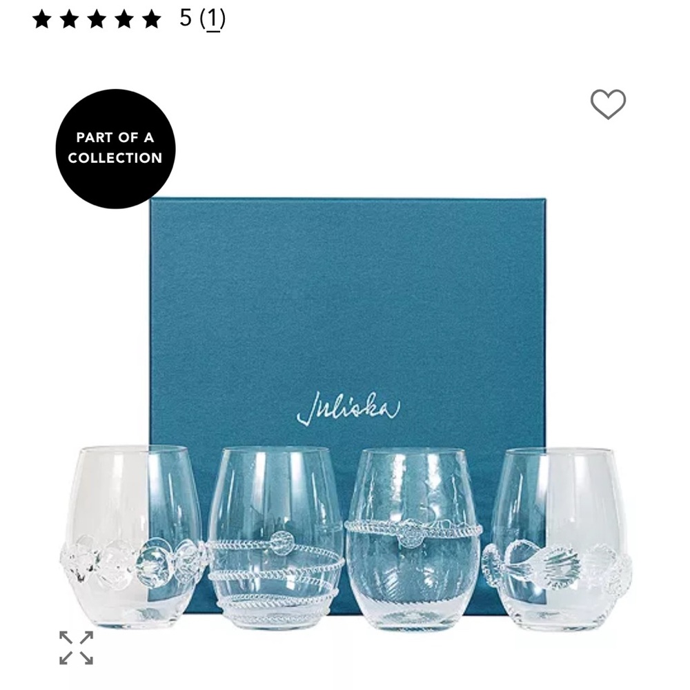Juliska Clear Glassware Set with Blue Box
